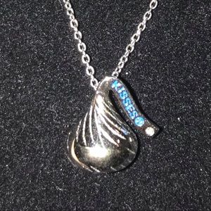 Sterling Silver Diamond Hershey Kisses Necklace.